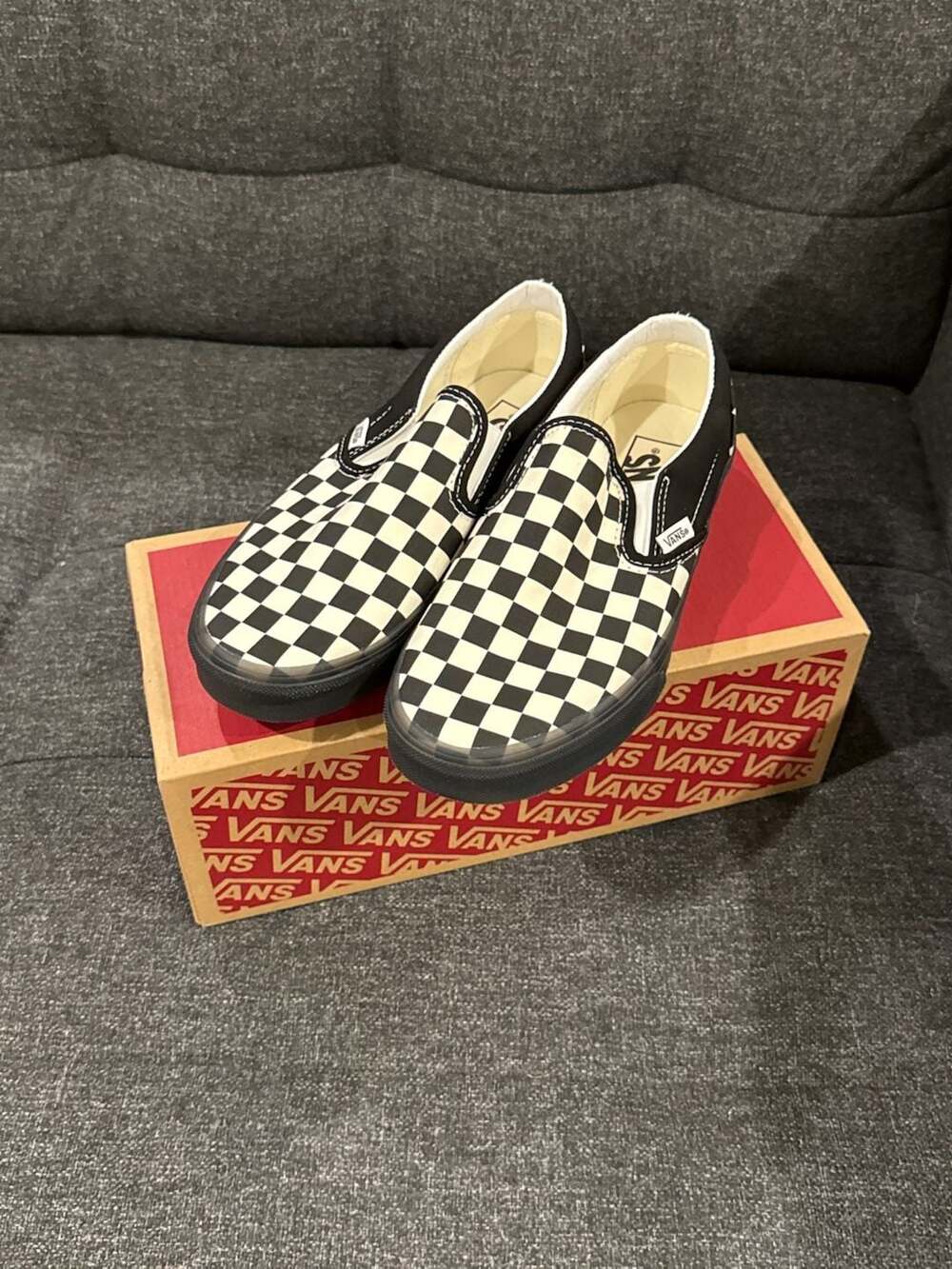 6.5M / 8W - Vans Classic Slip-On Checkerboard Black White Skate Shoes
